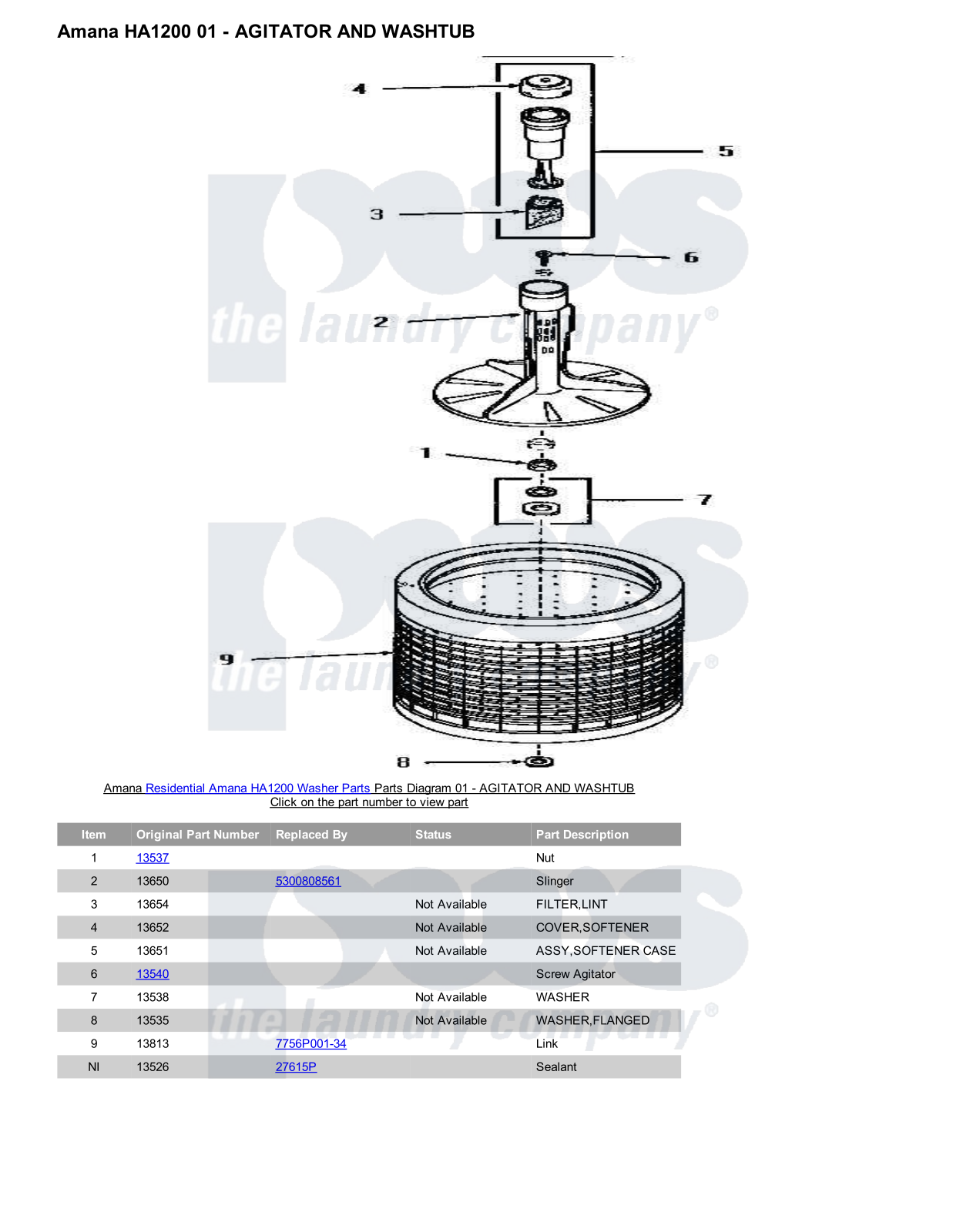 Amana HA1200 Parts Diagram