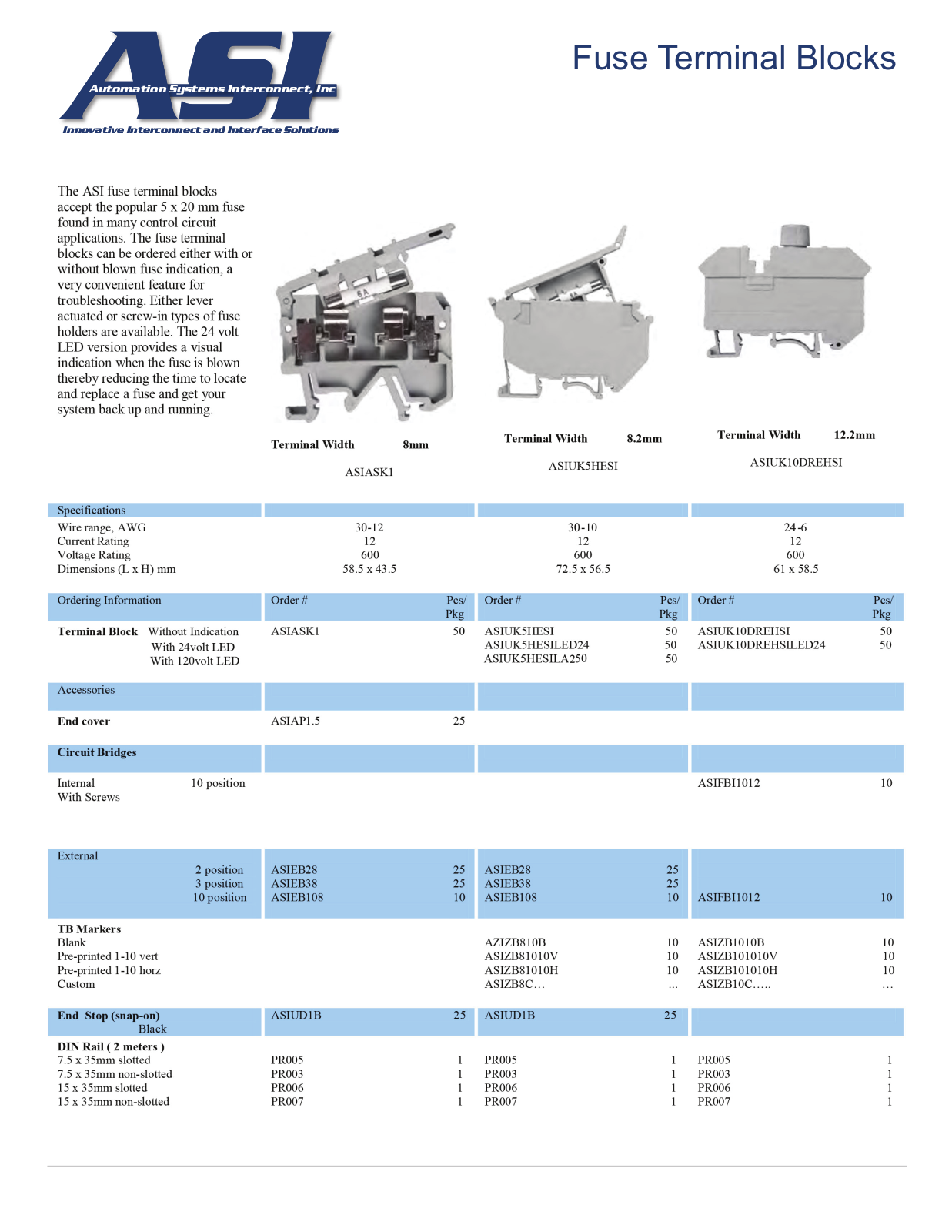 ASI-Automation Systems Interconnect ASIASK1, ASIUSK5HESI, ASIUSK10DREHSI Data Sheet