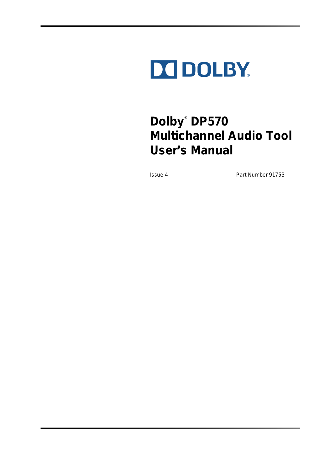 Dolby Laboratories DP570 User Manual