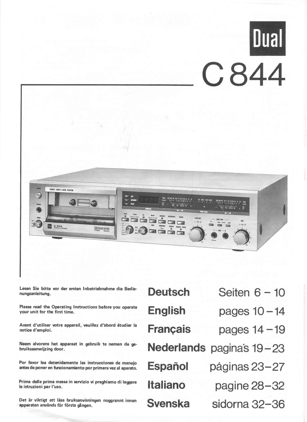 Dual C-844 Owners Manual