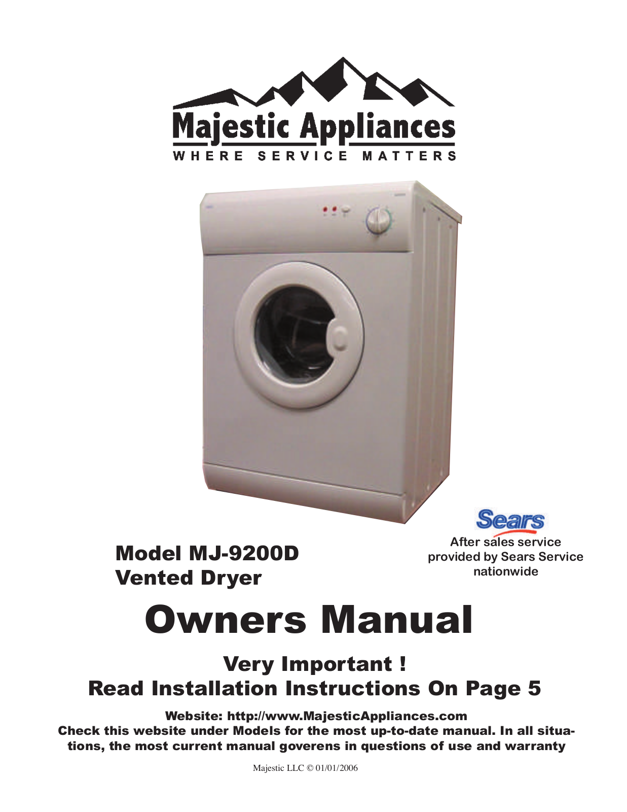 Majestic Appliances MJ-9200D User Manual