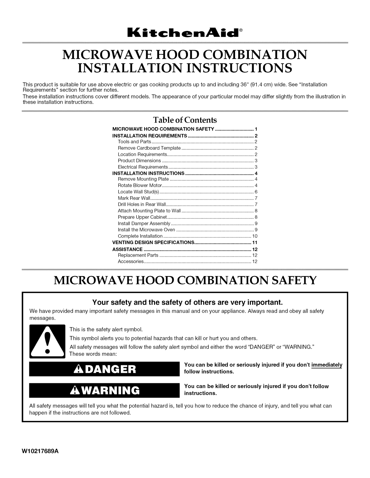 KitchenAid KHMS1850SSS2, KHMS1850SSS1 Installation Guide