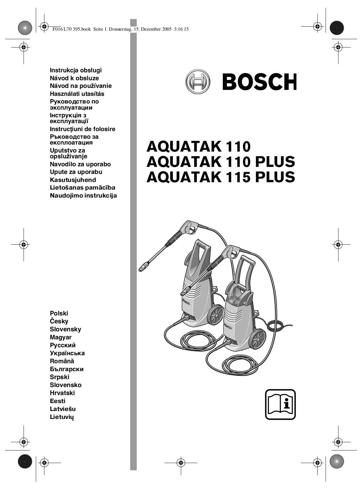 Bosch Aquatak 110 Plus User Manual