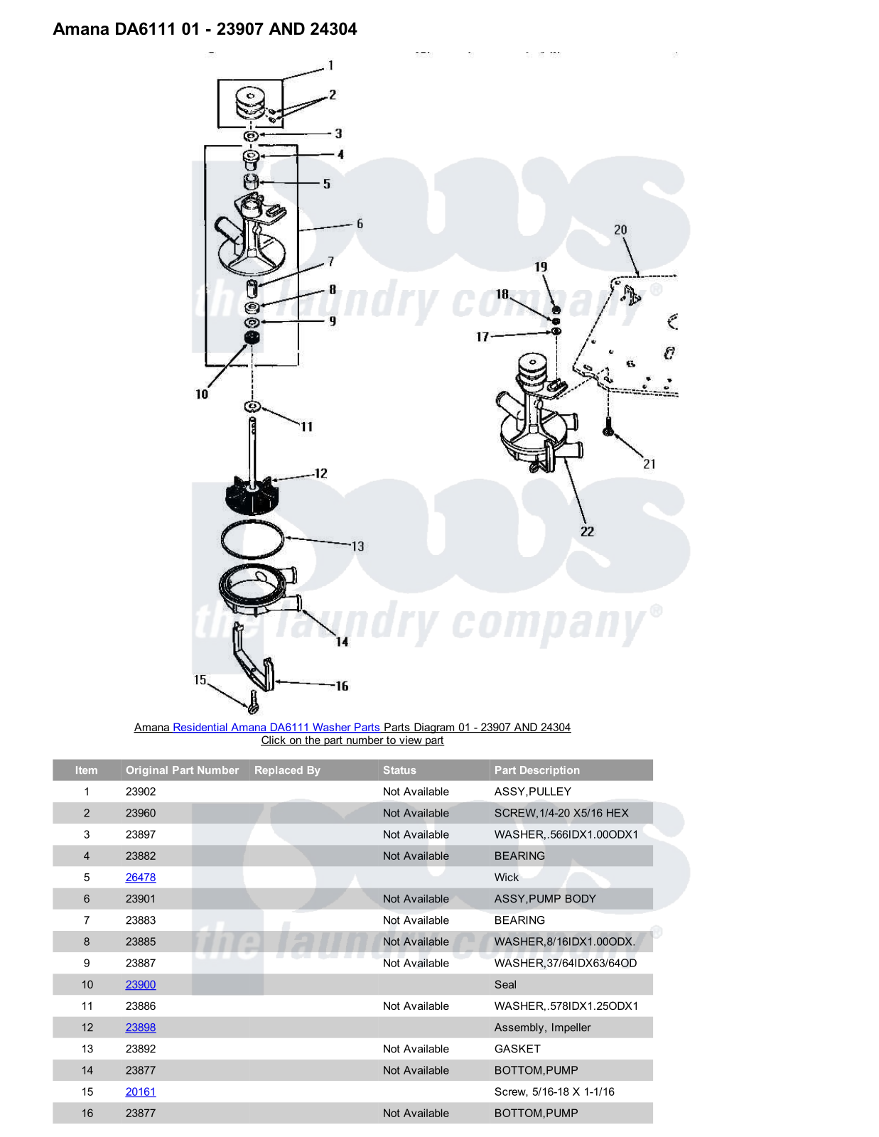 Amana DA6111 Parts Diagram