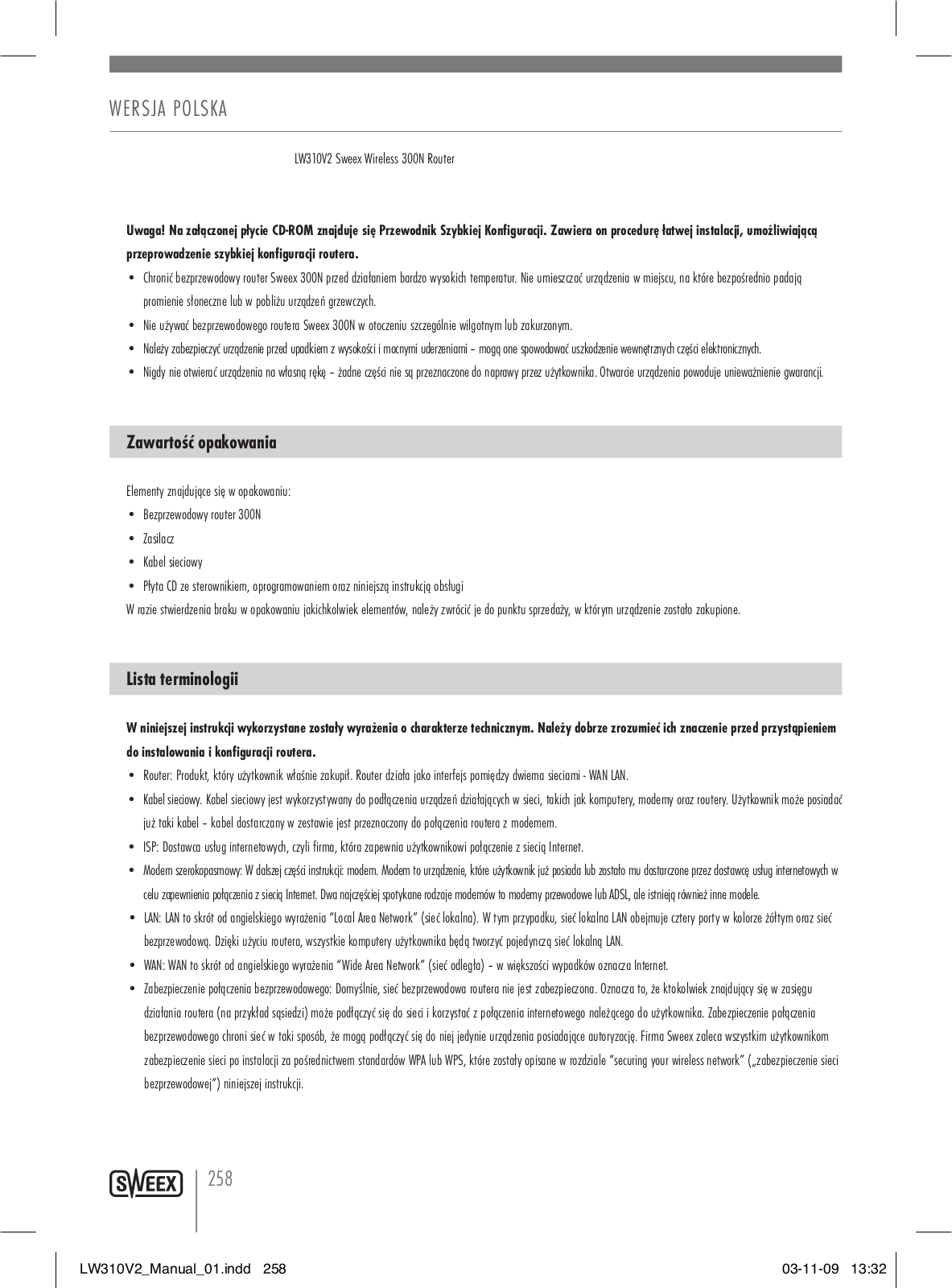 Sweex LW310V2 User Manual