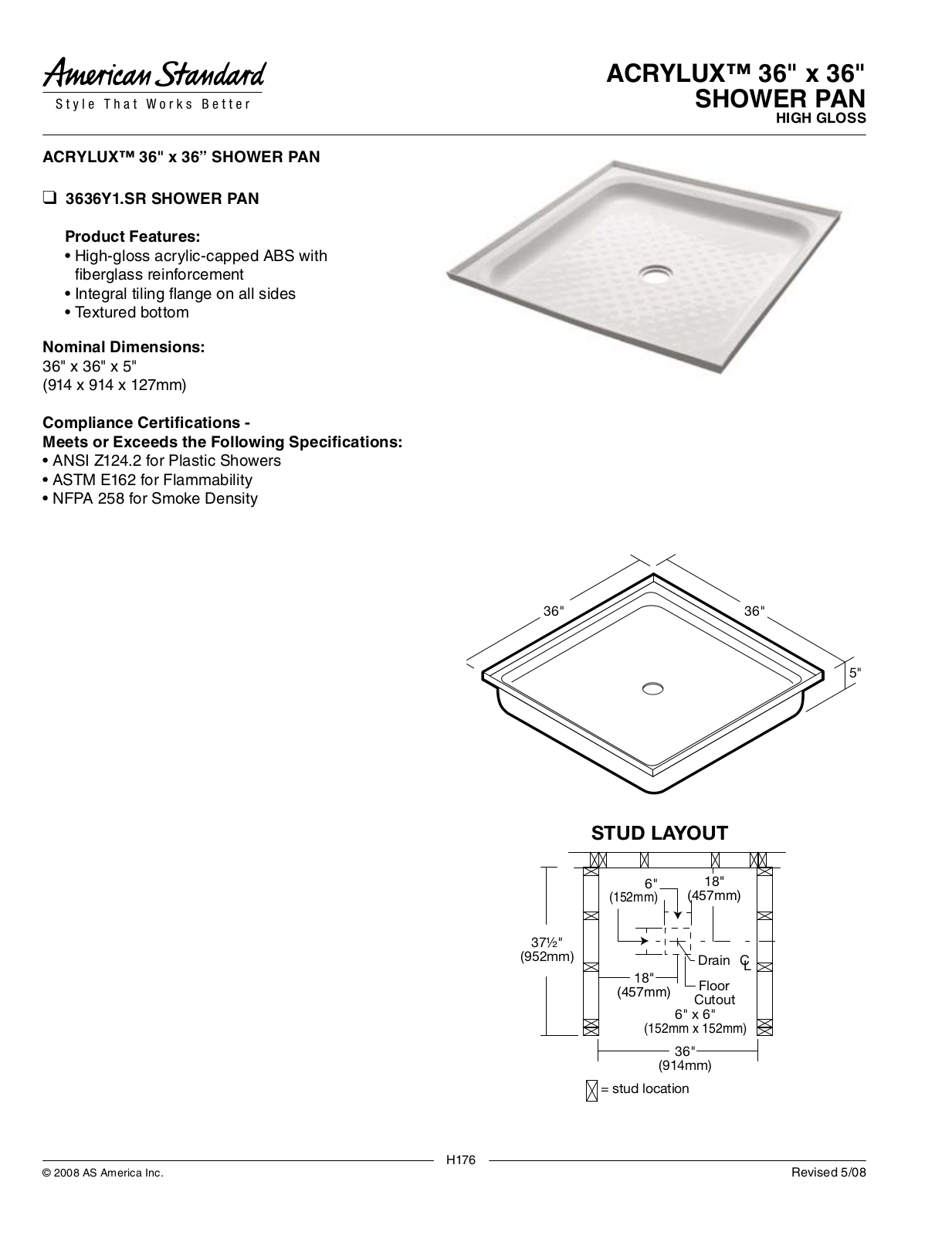 American Standard Acrylux ' ANSI Z124.2, Evolution NFPA 258 User Manual