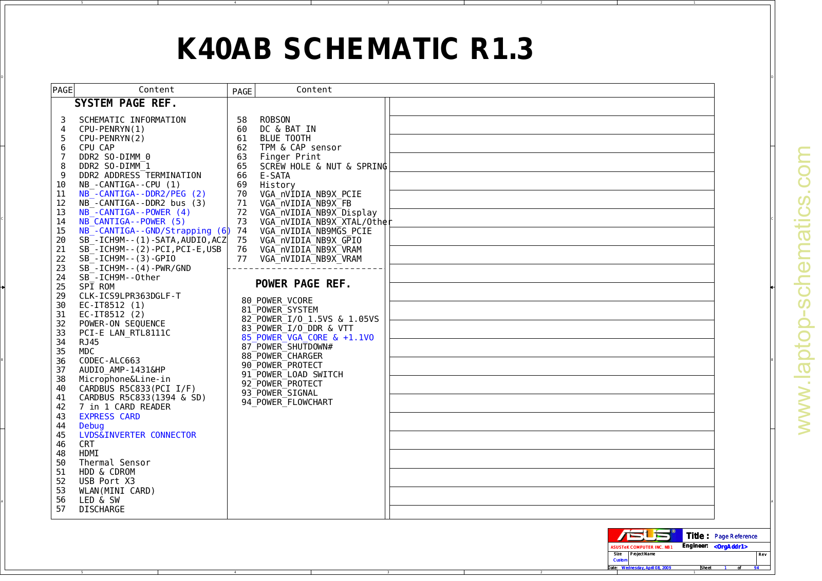 ASUS K40AB, K40 Schematics