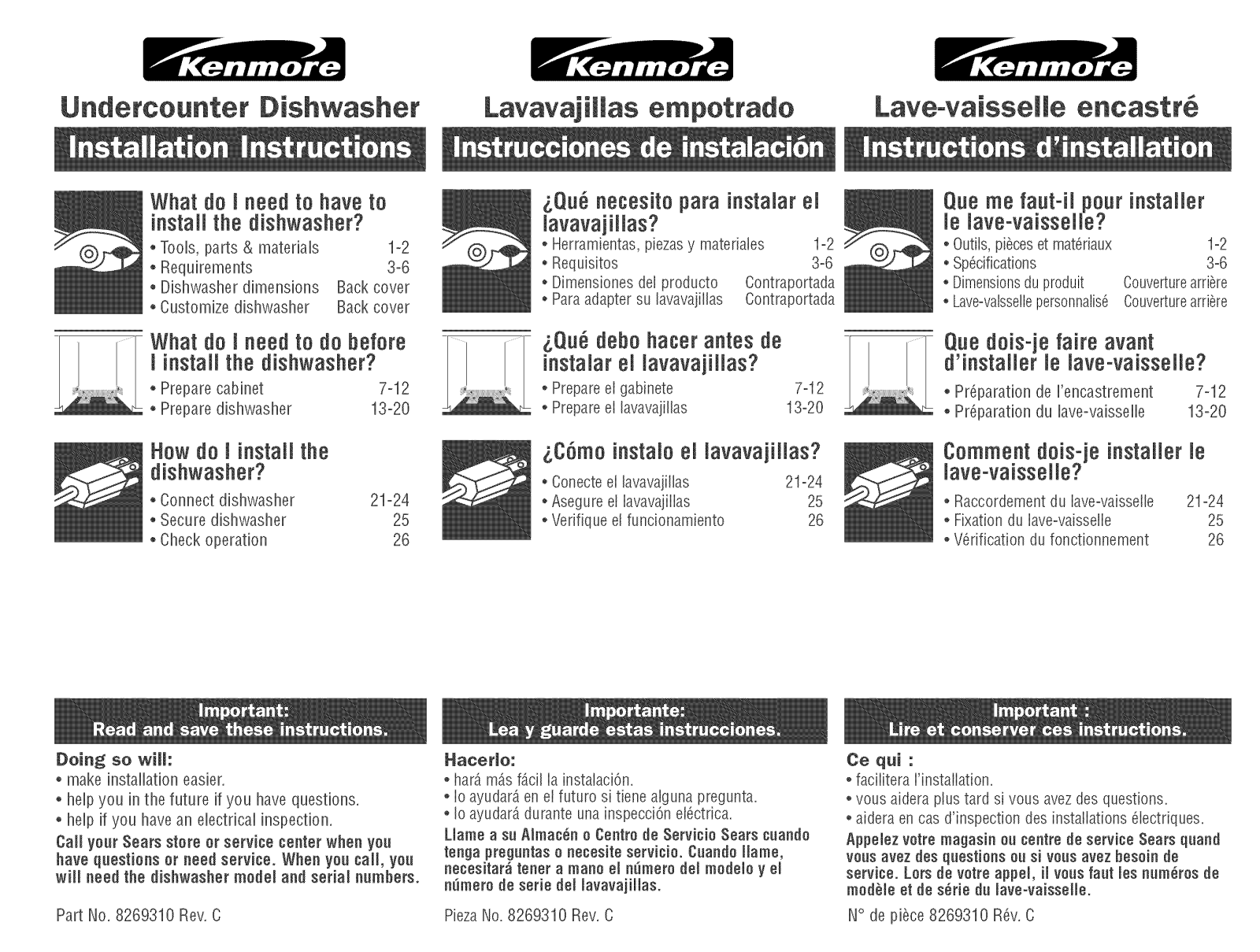 Kenmore 66516972201, 66516954000, 66516959000, 66516952000, 66516953000 Installation Guide - ManualMachine.com