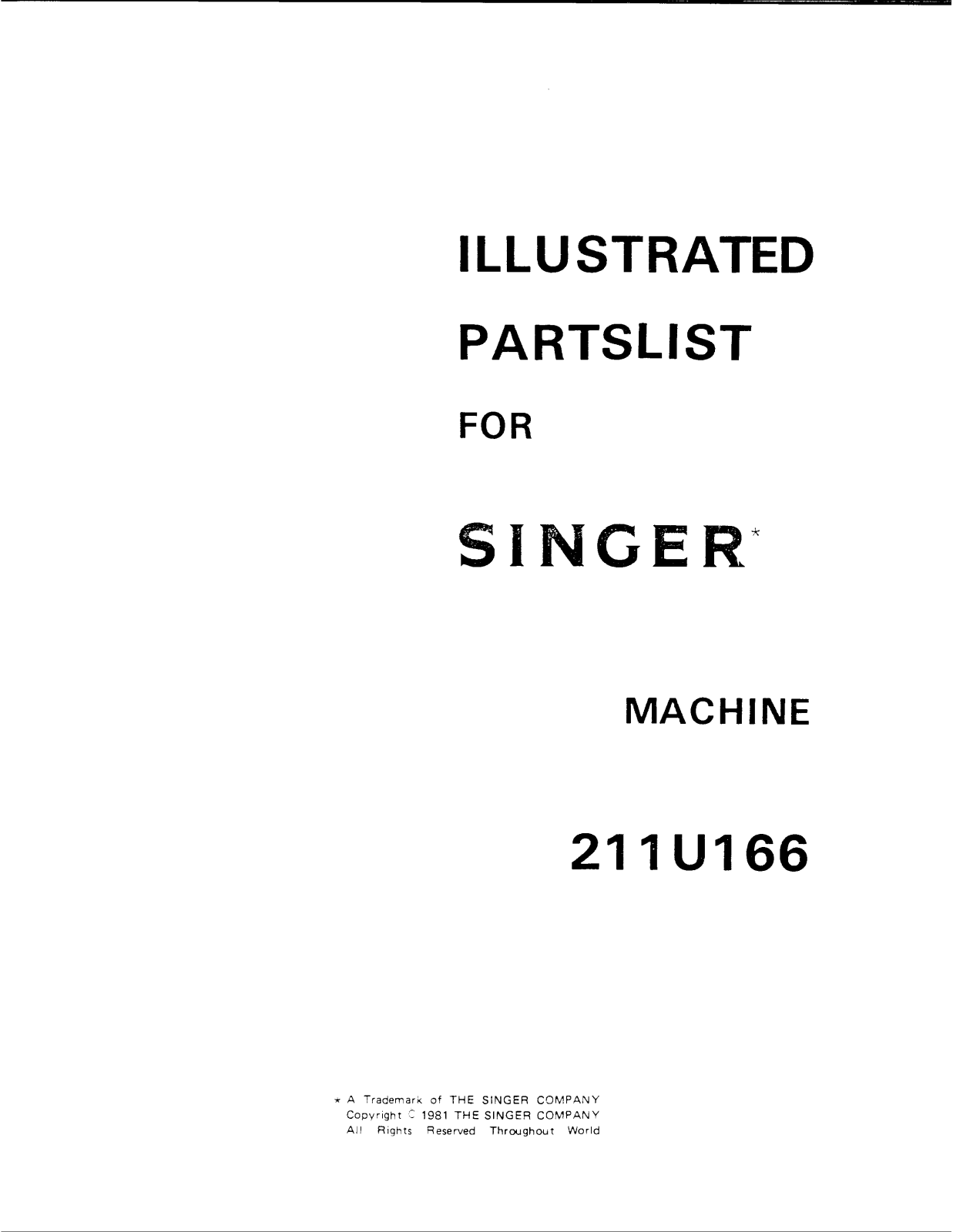 Singer 211U166 Parts List