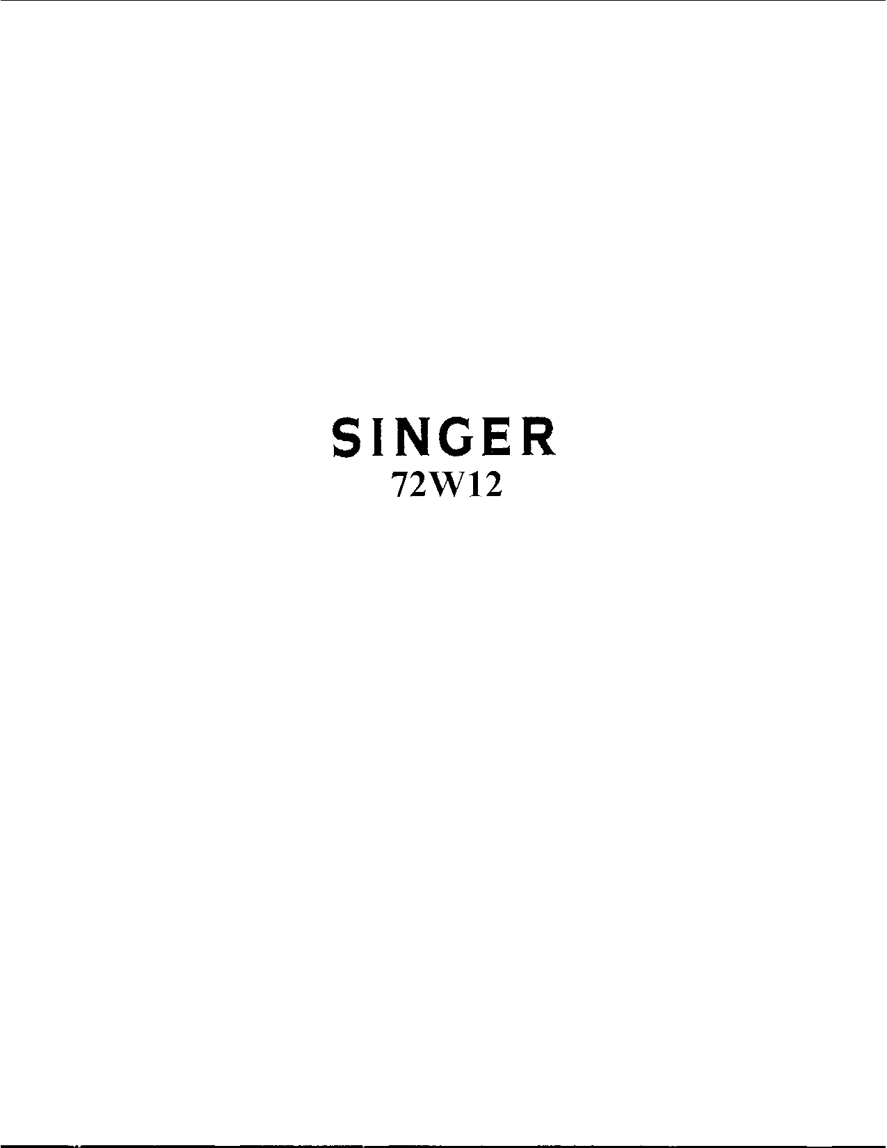 Singer 72W12 User Manual