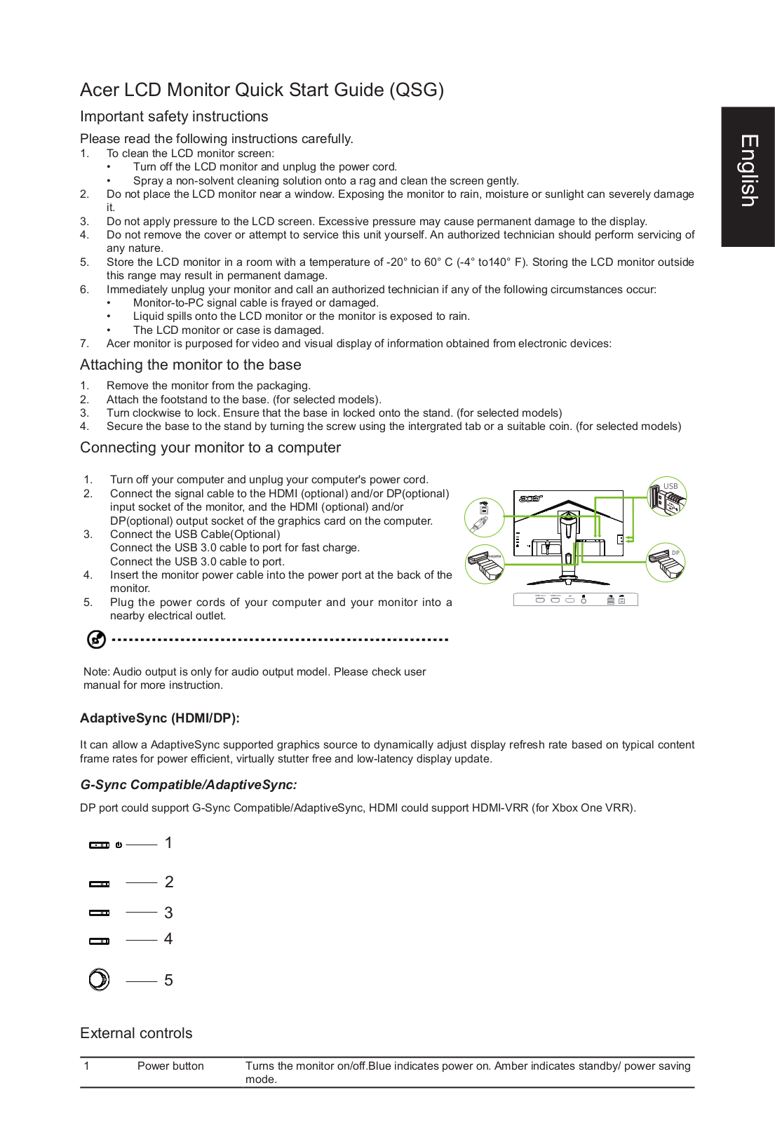 Acer XV3 operation manual