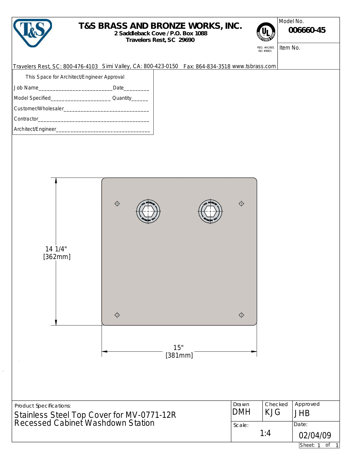 T&S Brass 006660-45 User Manual