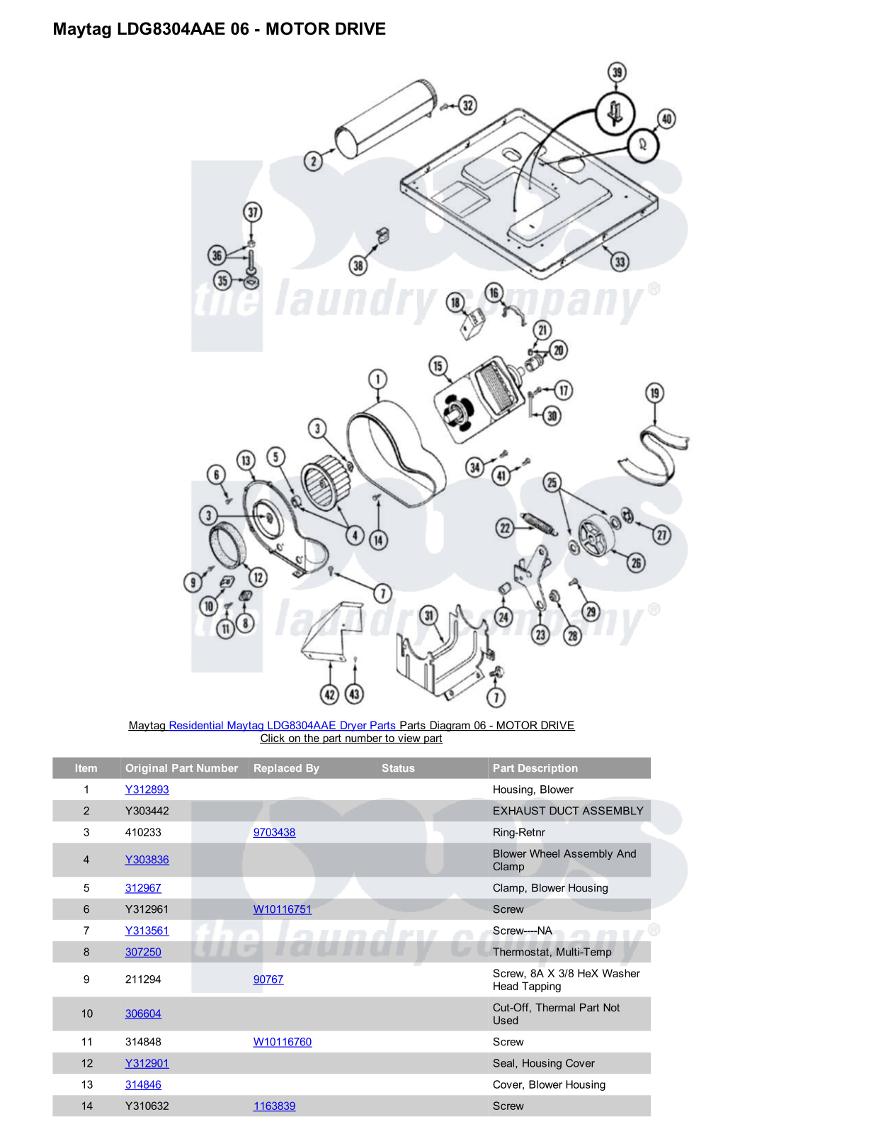 Maytag LDG8304AAE Parts Diagram