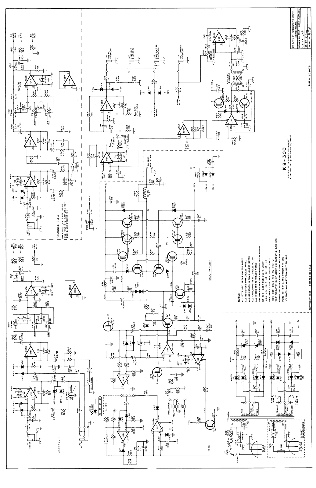 Peavey Electronics KB-300 Schematic