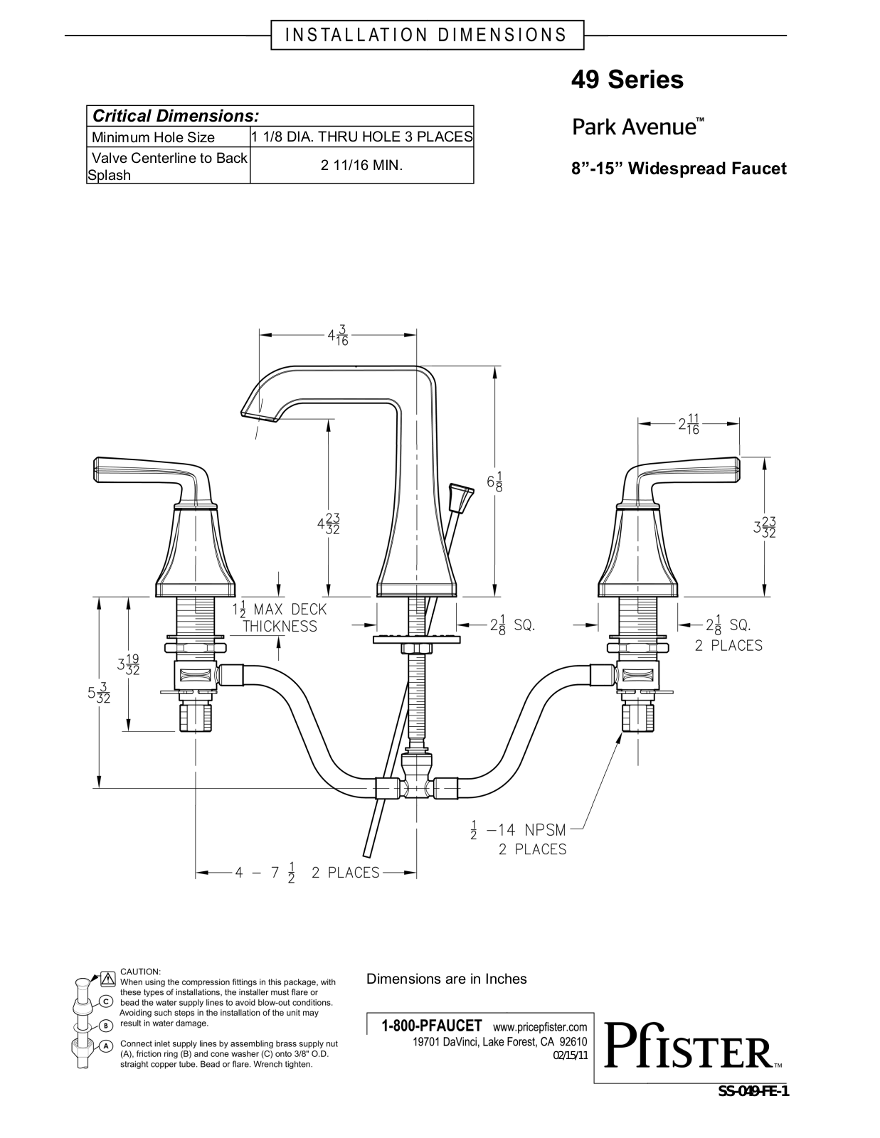 Pfister GT49-FE0K User Manual