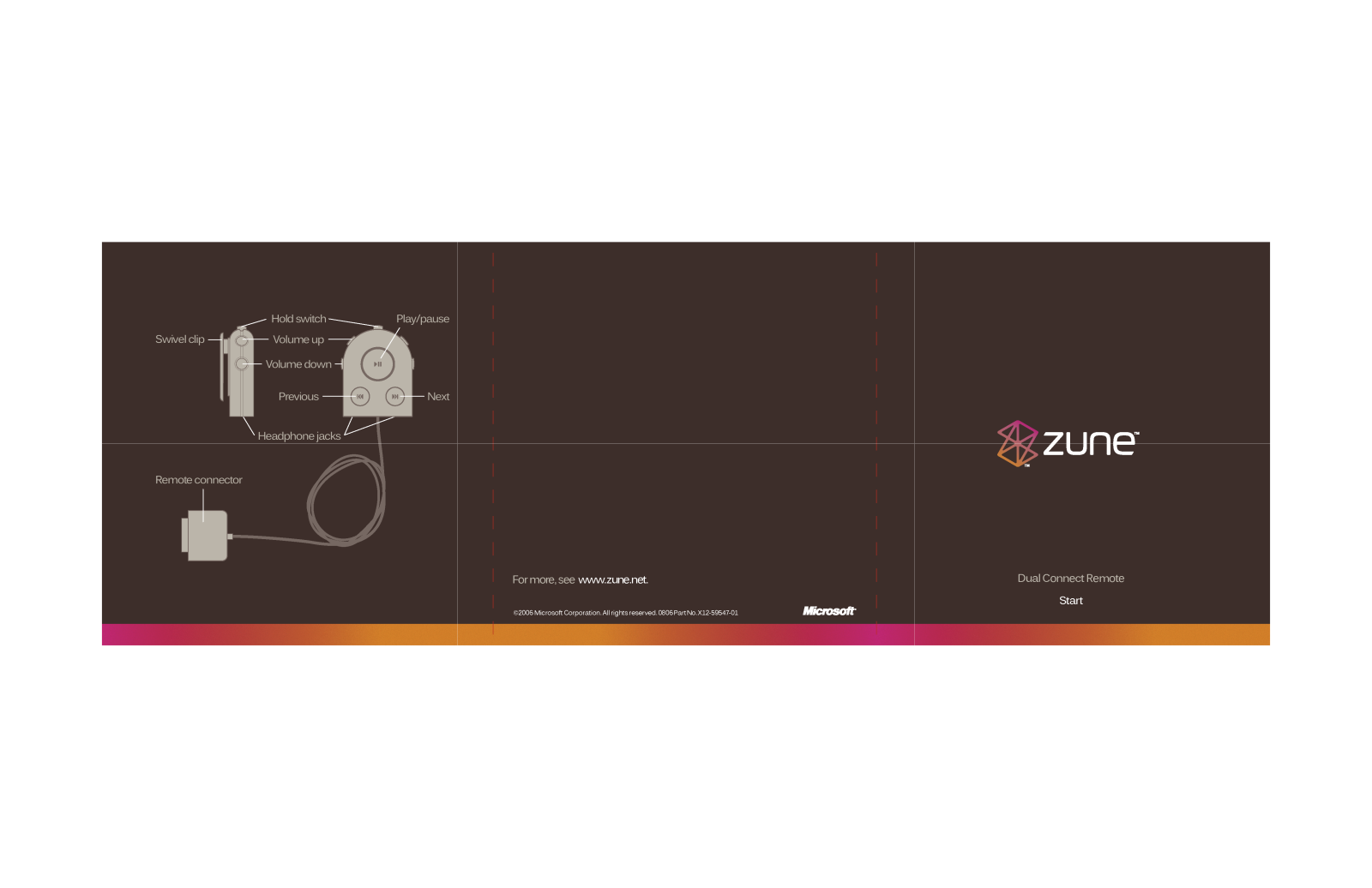 ZUNE Dual connect remote specifications