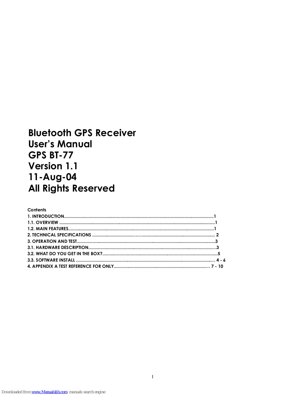 Mondo Plast GPS BT-77 User Manual