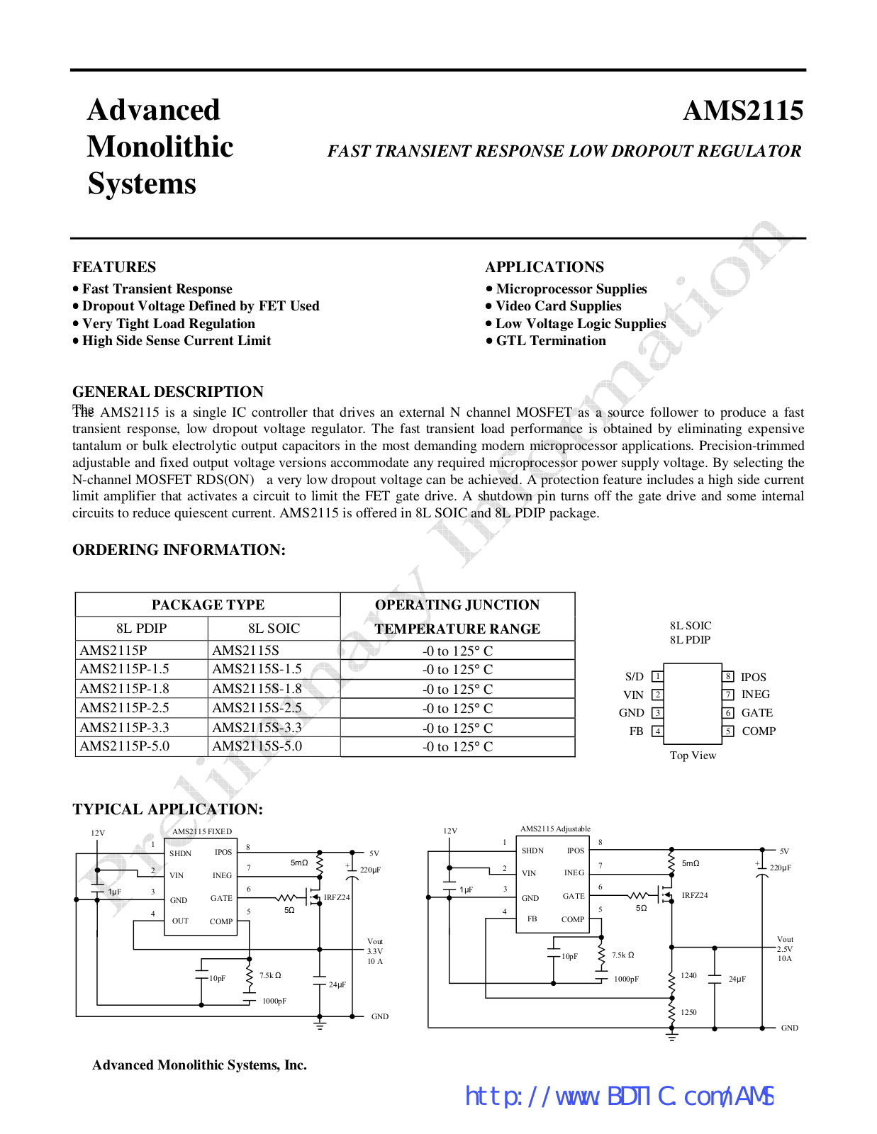 Advanced Monolithic Systems AMS2115 Service Manual