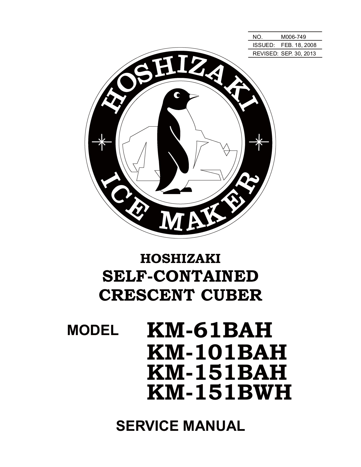 Hoshizaki America KM-101BAH Service Manual