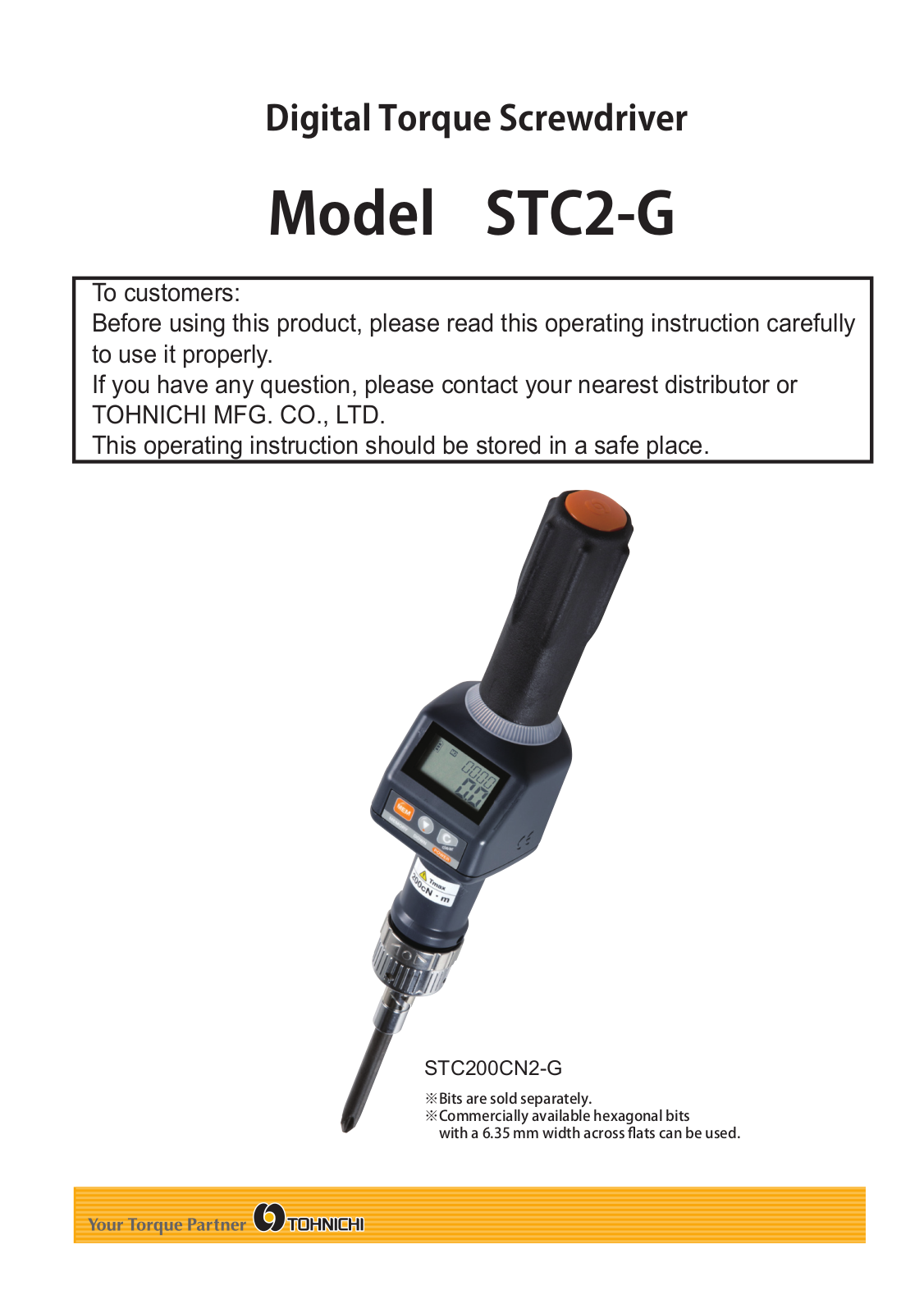 Tohnichi STC2-G, STC200CN2-G User Manual - ManualMachine.com