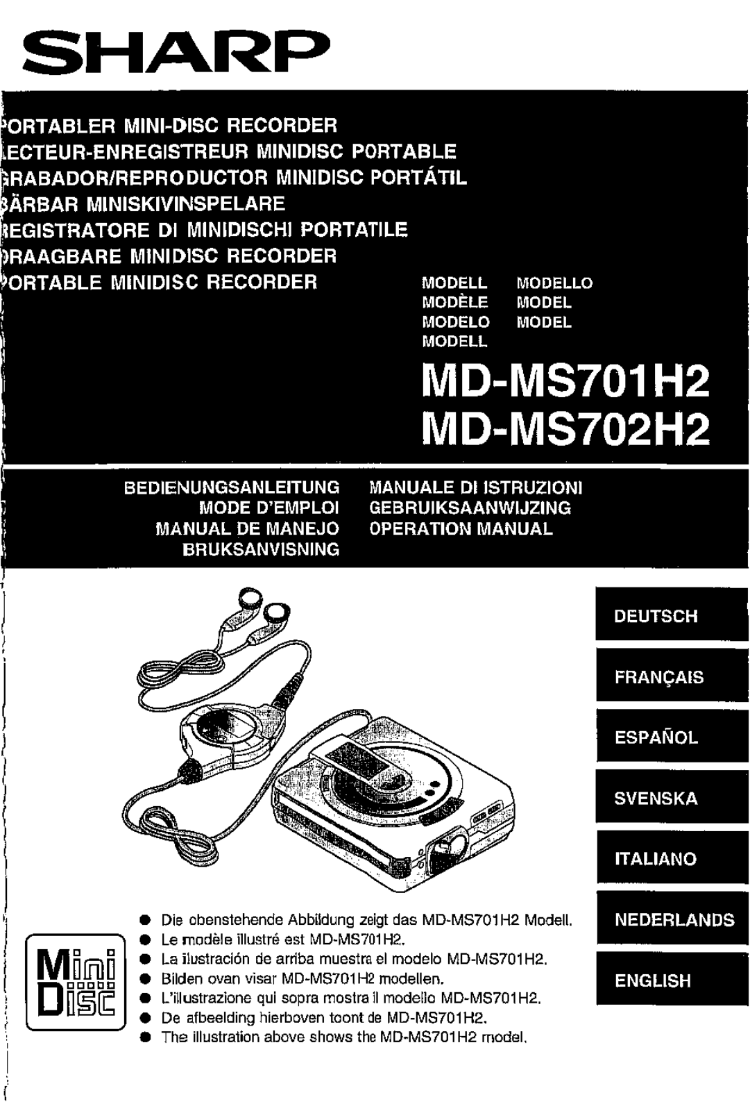 Sharp MD-MS701H2, MD-MS702H2 User Manual