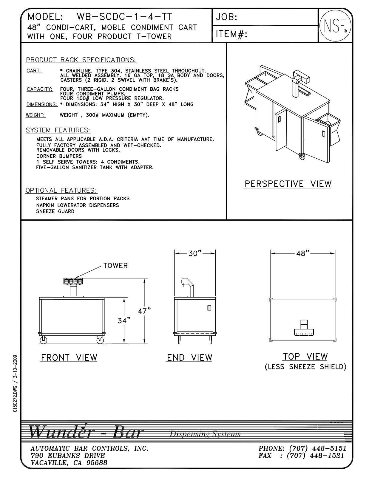 Wunder Bar WB-SCDC-1-4-TT User Manual