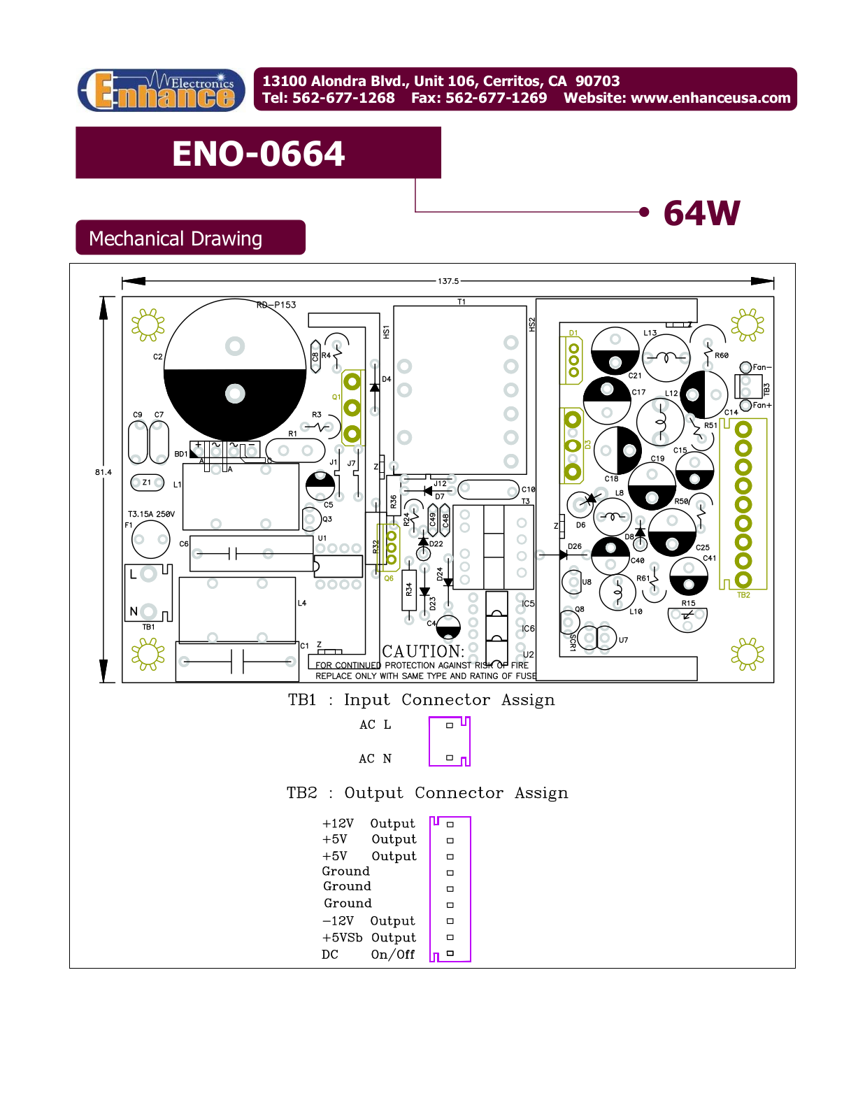 Enhance ENO-0664 MECHANICAL DRAWING