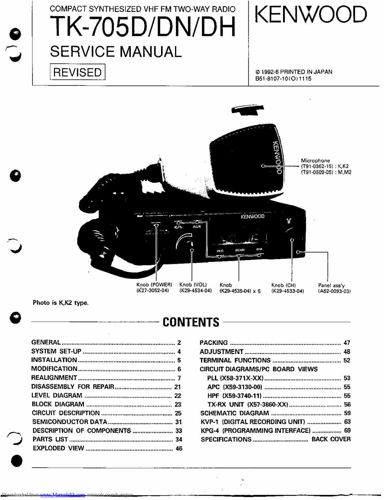 Kenwood TK-705D, TK-705DN, TK-705DH Service Manual