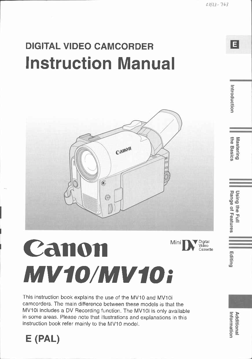 Canon MV 10, MV10I User Manual