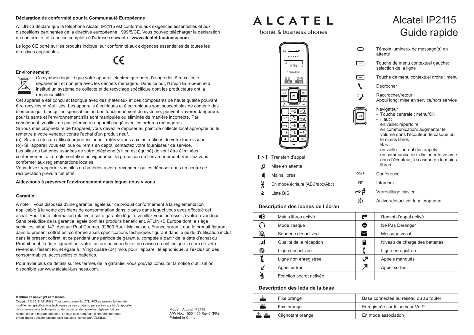 Alcatel IP2115 Quick guide