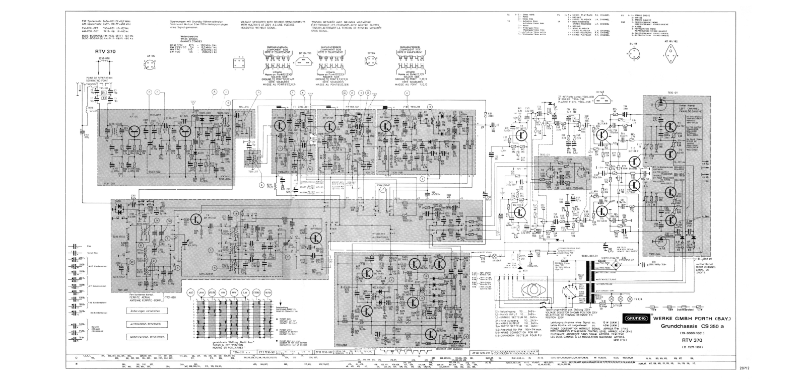 Grundig RTV-370, CS-350-A Schematic