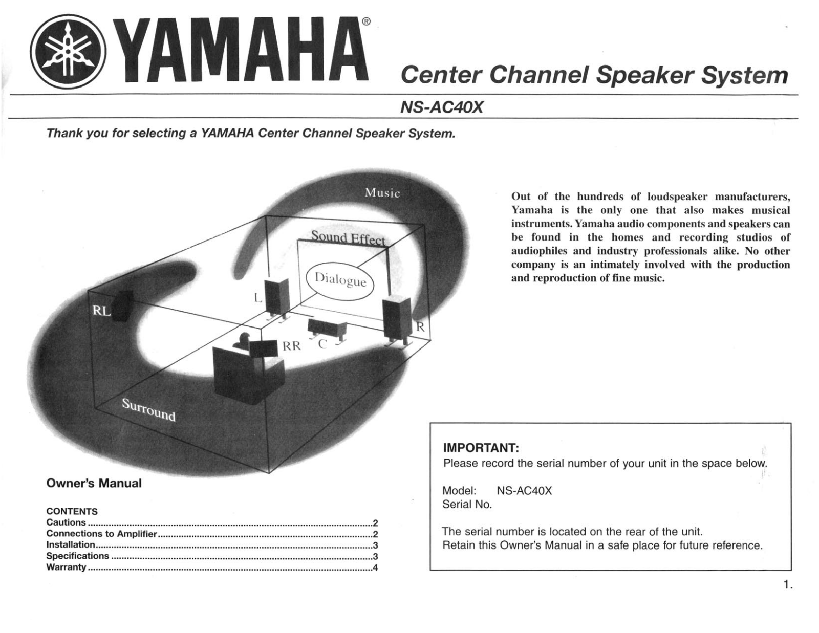 Yamaha NS-AC40X Owner's Manual