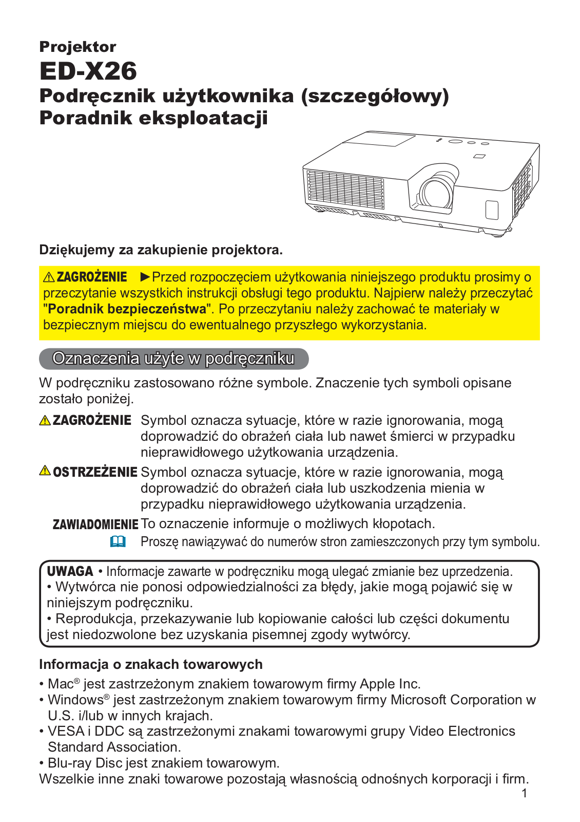 Hitachi ED-X26 User Manual