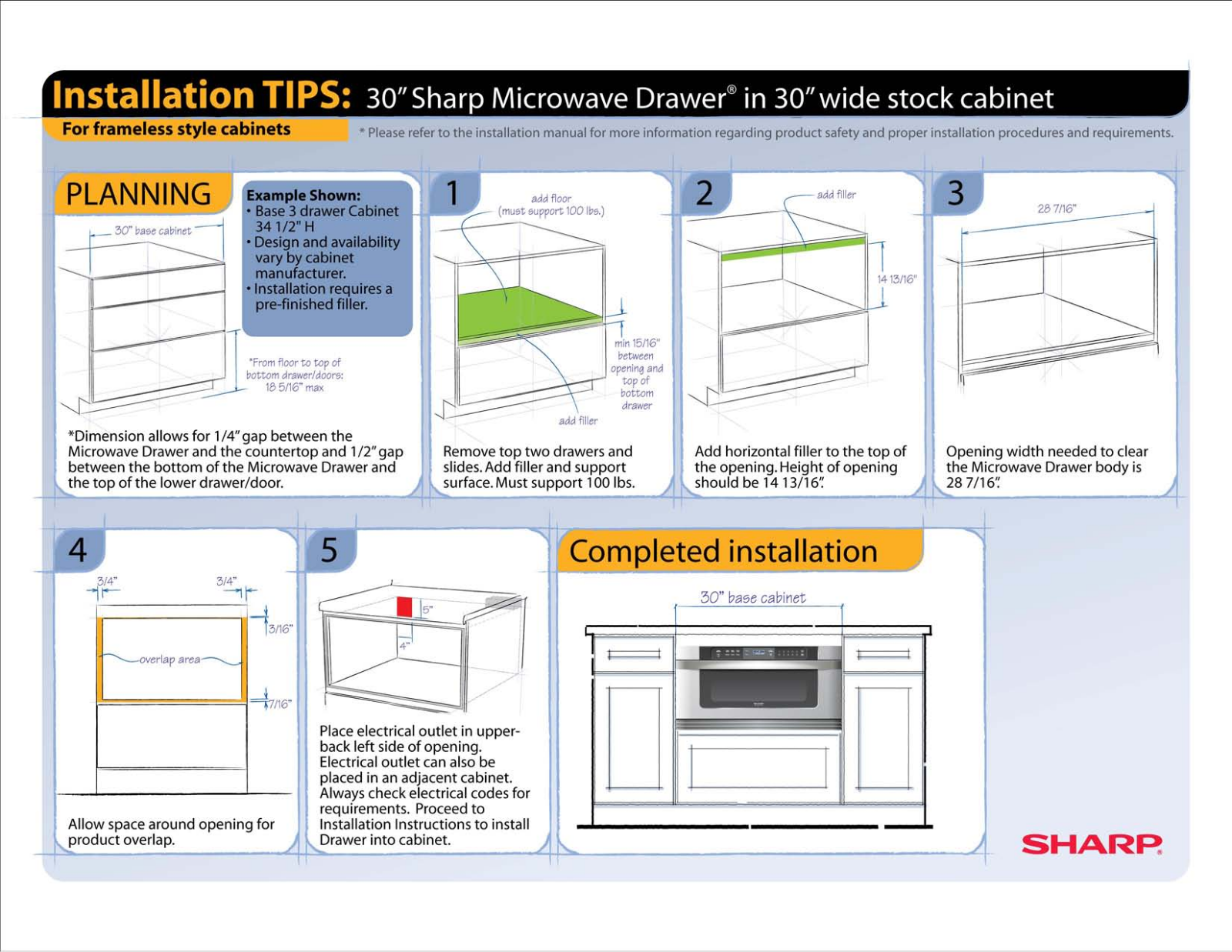 Sharp 30 in 30 Frameless Cabinet Quick Start Manual