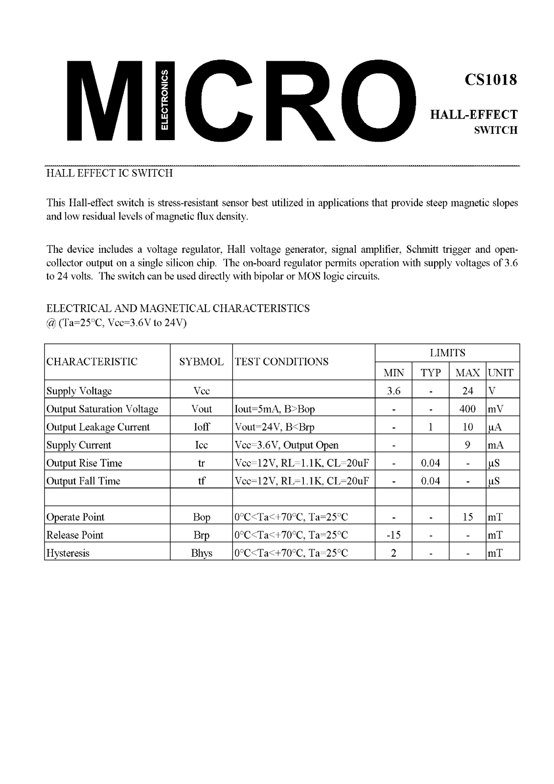 ME CS1018 Datasheet