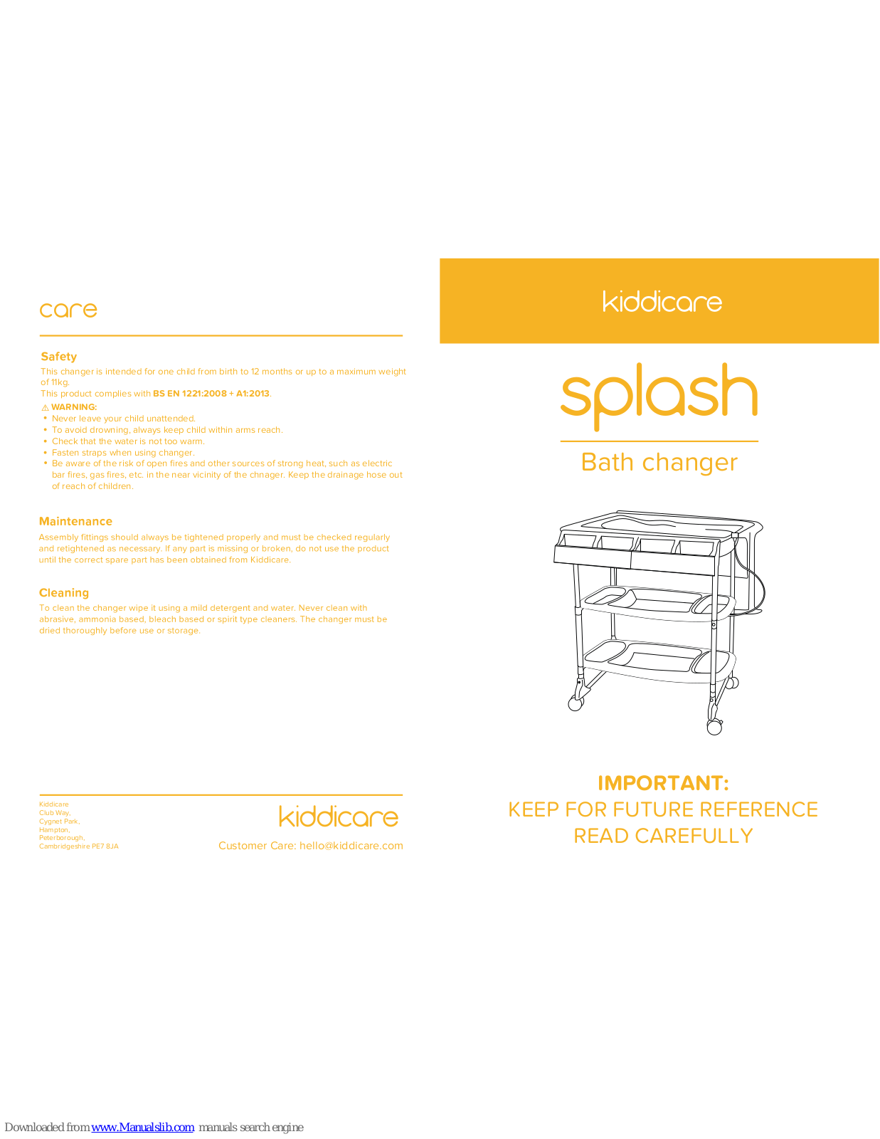 Kiddicare SPLASH Assembling Manual