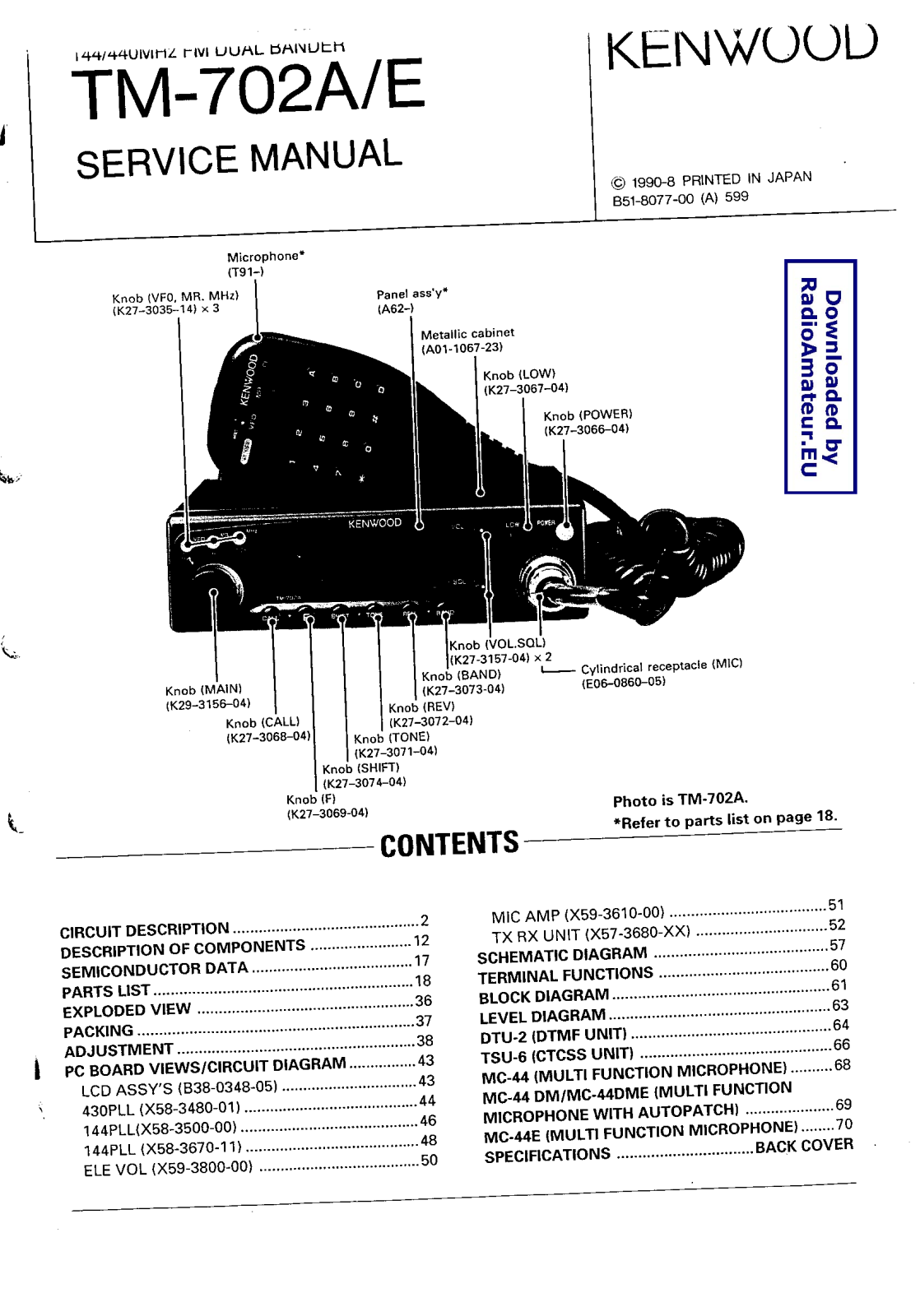 Kenwood tm720 A-E User Manual