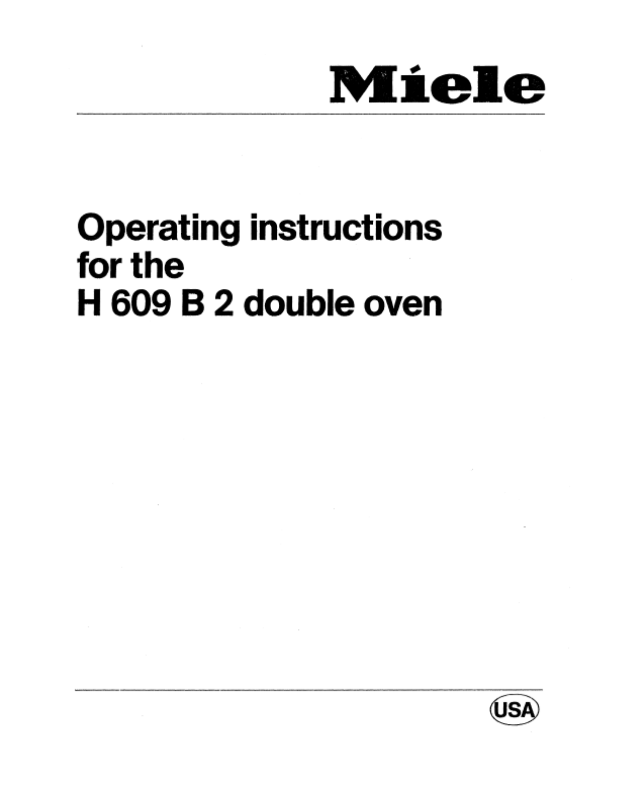 Miele H 609 B2 Operating instructions