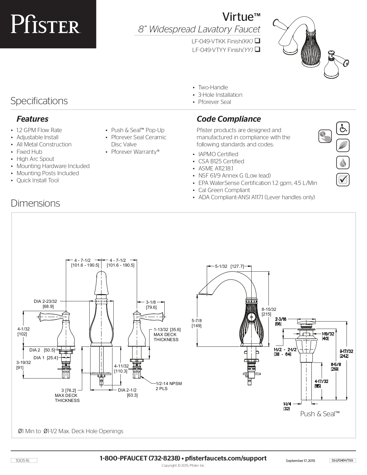 Pfister PPR10062 Specification - ManualMachine.com