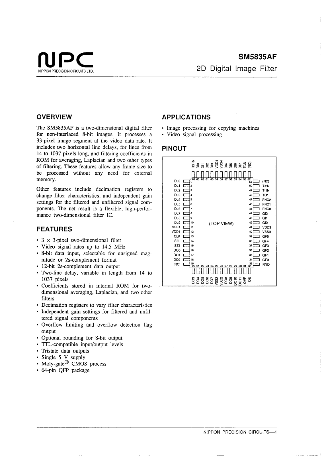 NPC SM5835AF Datasheet