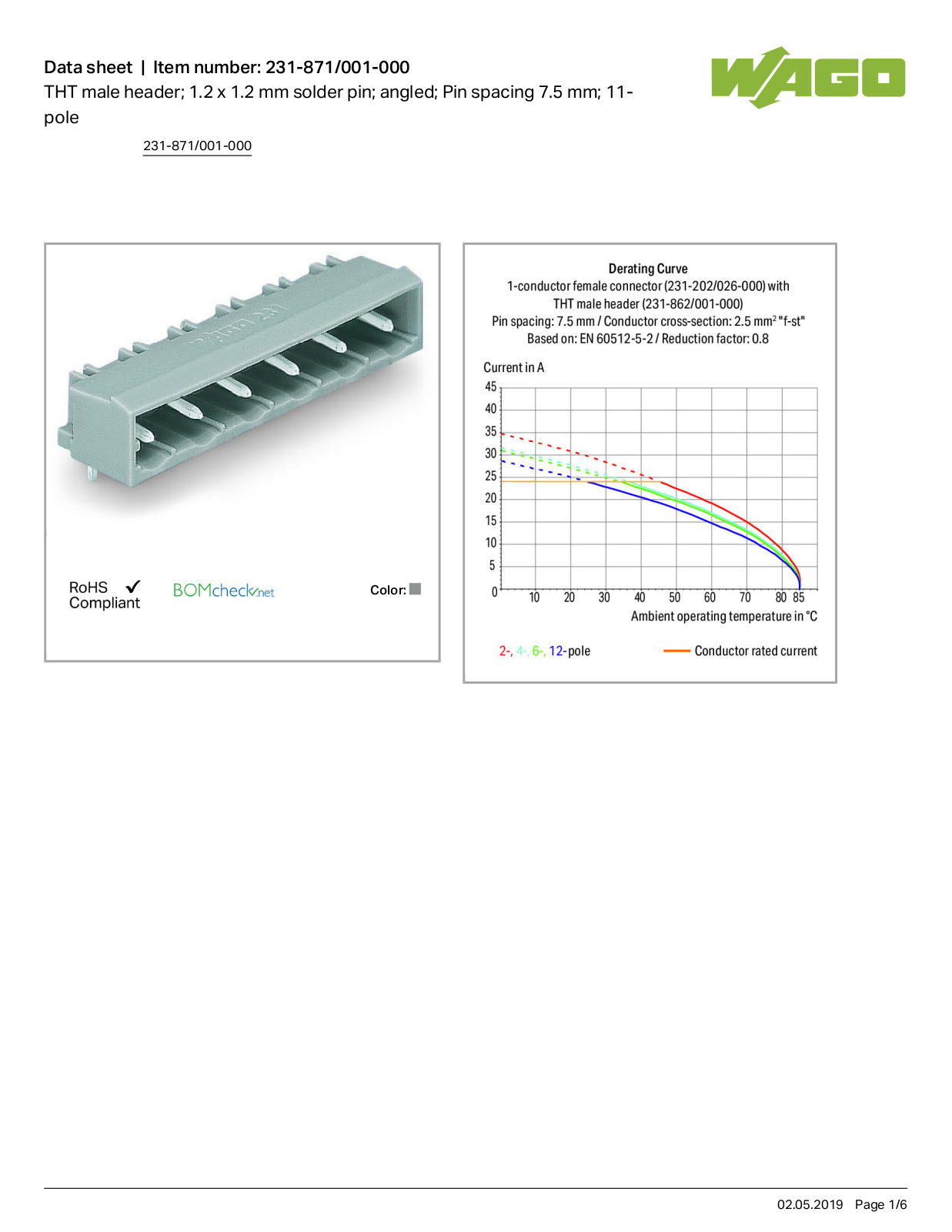 Wago 231-871/001-000 Data Sheet