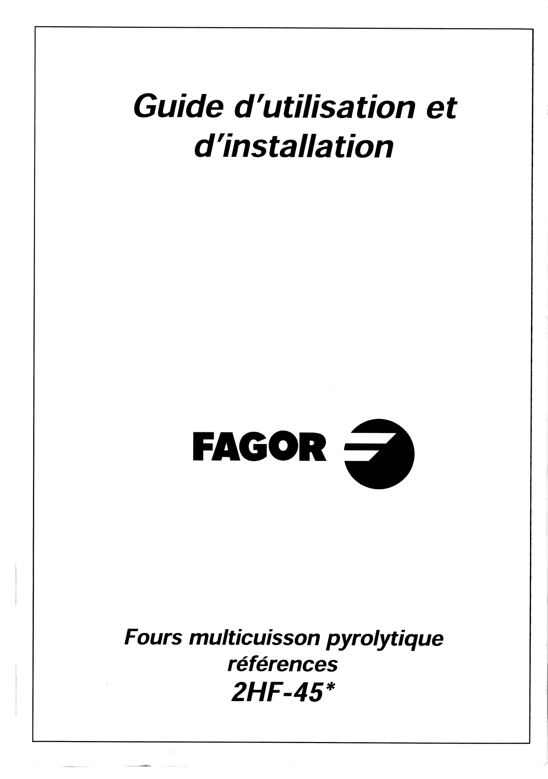 FAGOR HF-45N, HF-45I, HF-45B User Manual