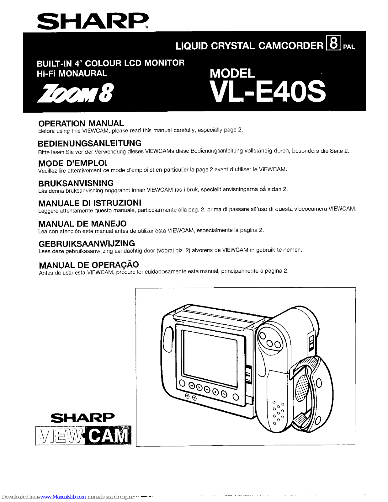 Sharp VL-E40S,ViewCam Zoom 8 VL-E40S Operation Manual