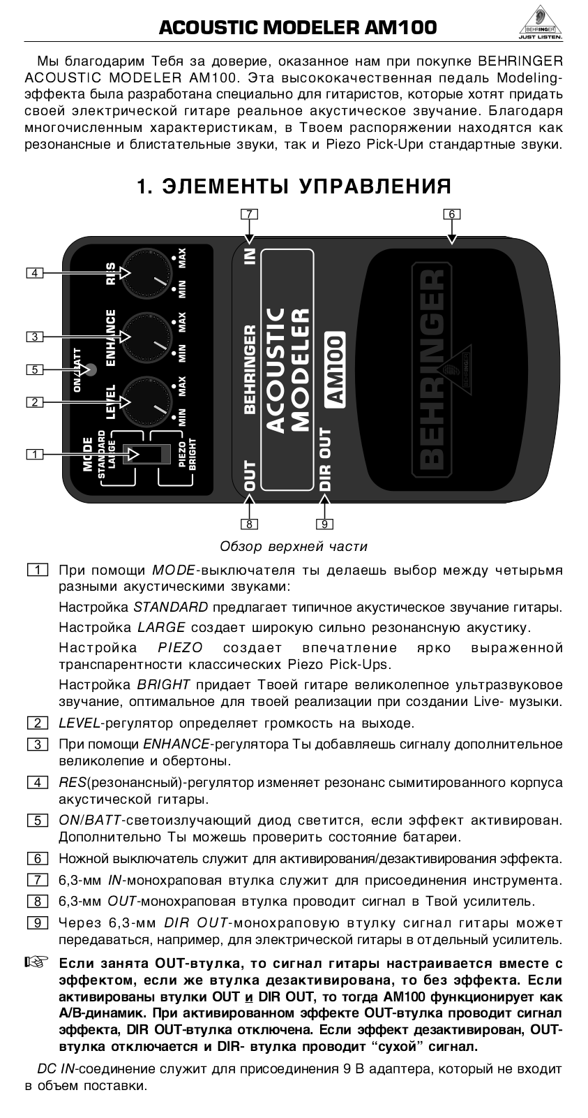 Behringer AM 100 User Manual