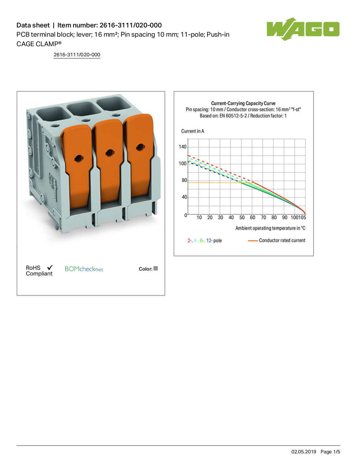 Wago 2616-3111/020-000 Data Sheet