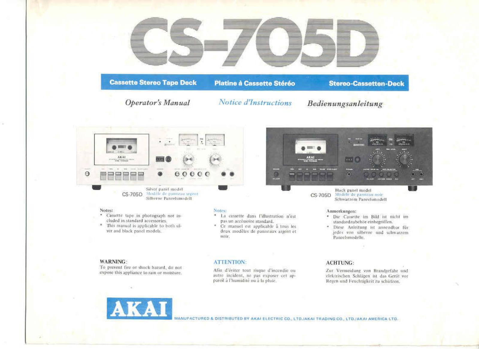 Akai CS-705-D Owners manual