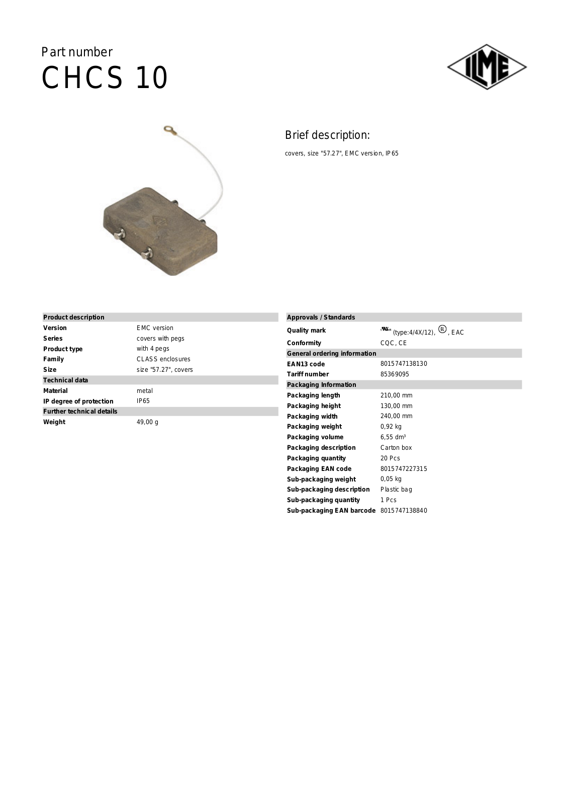 ILME CHCS-10 Data Sheet