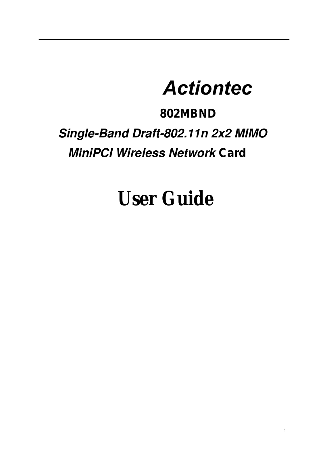 Actiontec 802MBND User Manual