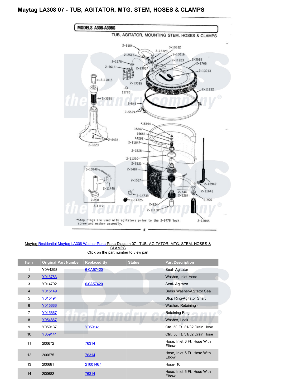 Maytag LA308 Parts Diagram