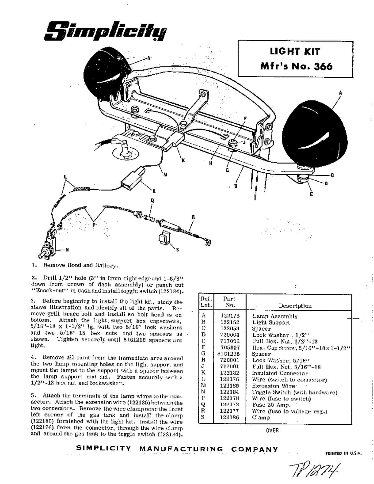 Simplicity 366 User Manual